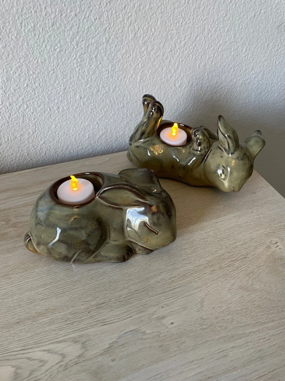 π Vintage Partylite Ceramic Pottery Bunny Rabbit Tea Light candle holders (2) - Picture 3 of 14